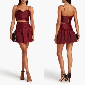 AJE Laurier Organza Micro Pleated Plissé Skirt